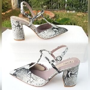 Deltan leather strappy block heels  sandals